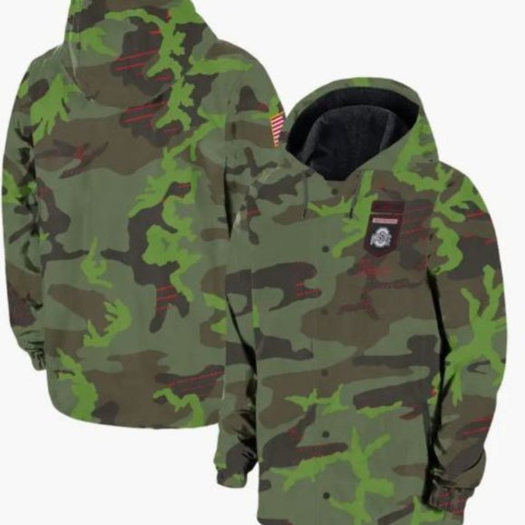 Nike Ohio State Buckeyes Camo Jacket Men Woven Lightweight DQ2242-328 - Picture 2 of 14